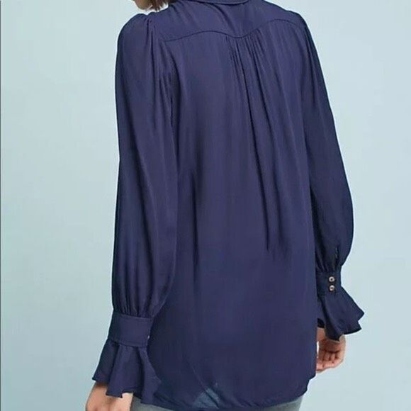 ✨Anthro Maeve Ruffled-Cuff Button Down Top✨ - Picture 4 of 11